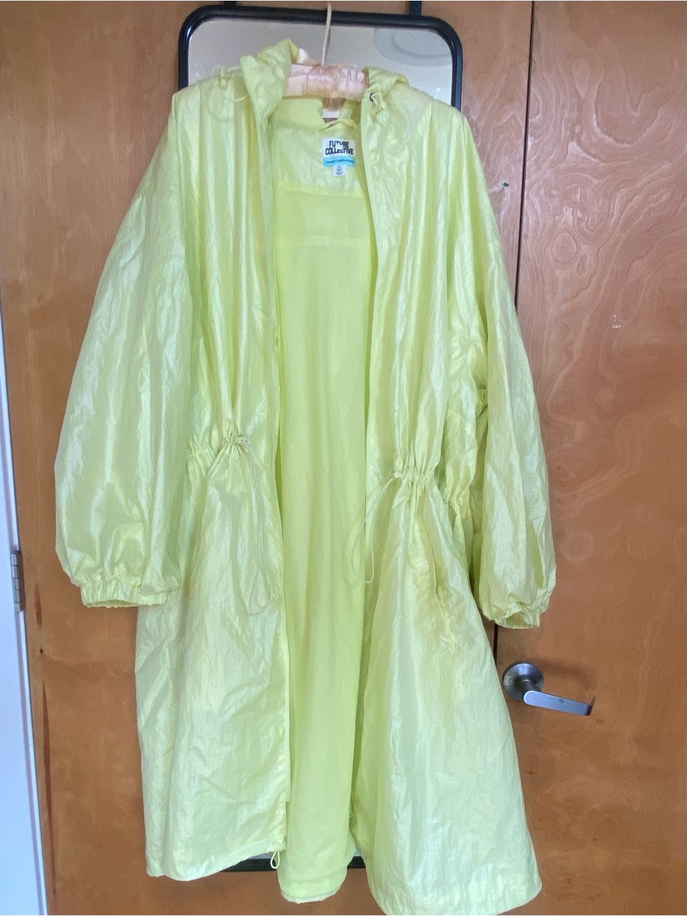 Neon Yellow Future Collective Hooded Rain/Windbreaker Coat